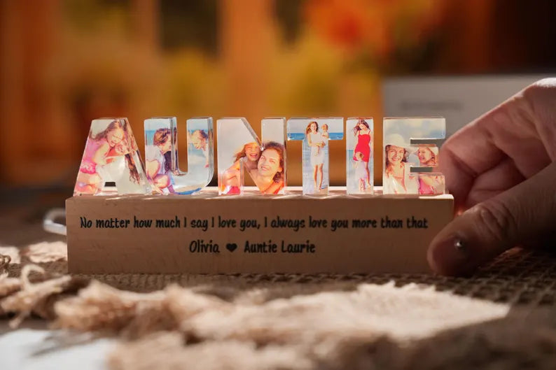 Personalized Auntie Photo Collage Night Light, Custom Auntie Photo Gift, Gift For Auntie, New Aunt Gift, Gift From Niece, Gift From Nephew NLFRBILUMIE26