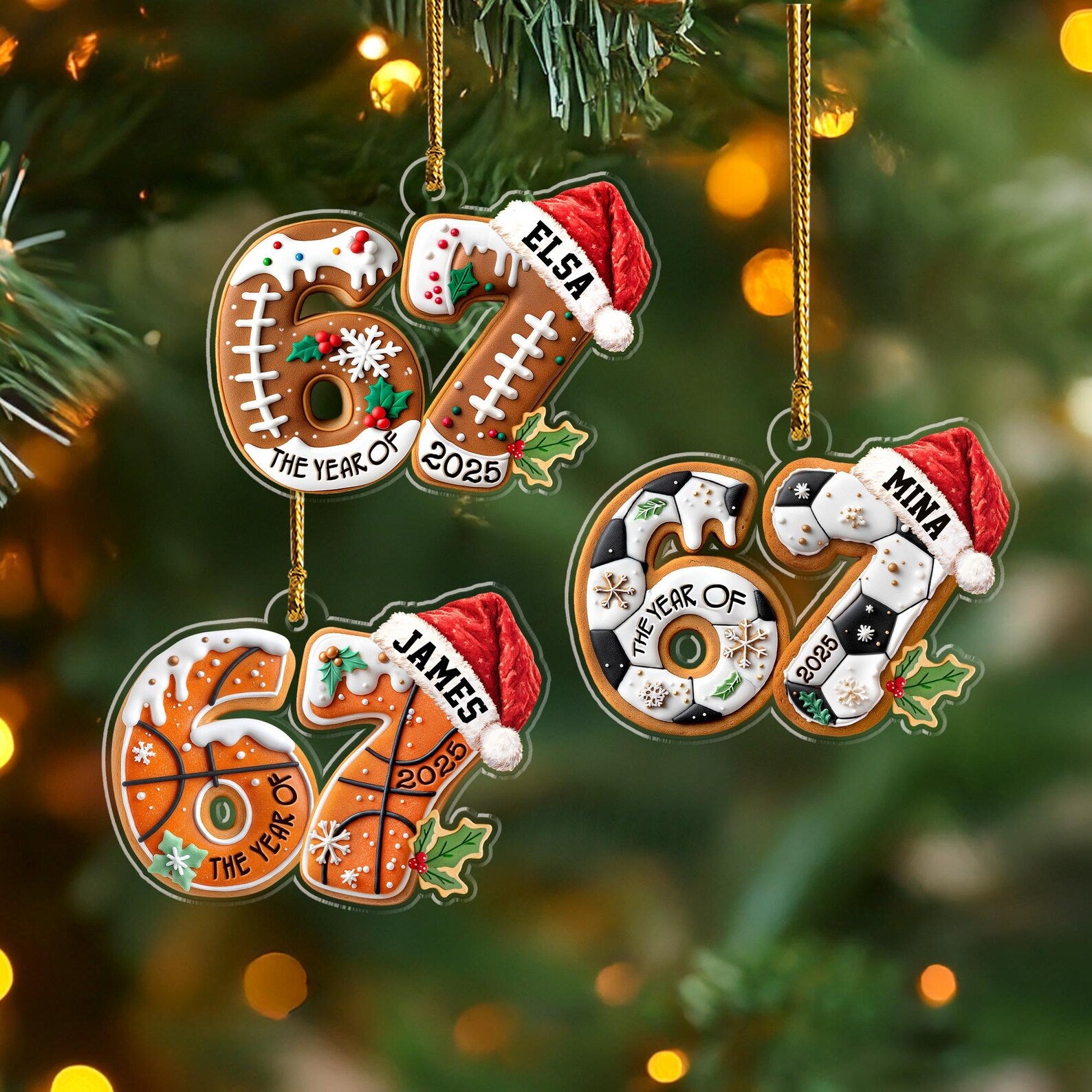 Custom Soccer Six Seven Ornament, 6 7 Christmas Ornament, Soccer Player Gift, Ornament For Kids, Soccer Christmas Gift, Christmas Decor.  COBILUMIE59