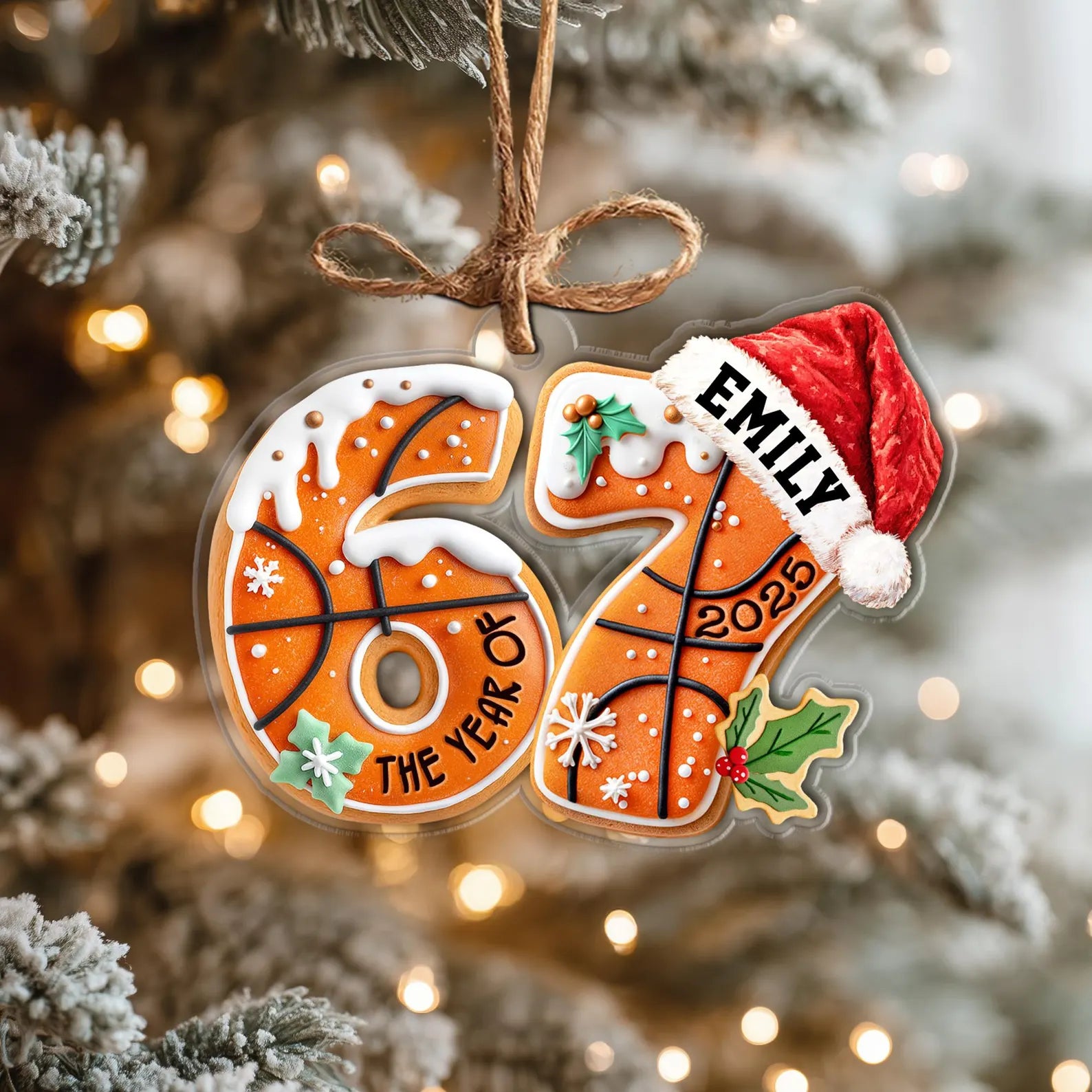 Custom Basketball Six Seven Ornament, Funny 6 7 Christmas Ornament, Sport Ornament, Kids Ornament, Basketball Gift, Gen Alpha Humor Ornament COBILUMIE44