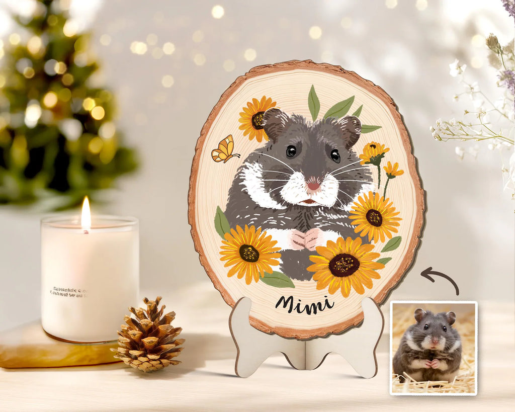 Custom Guinea Pig Portrait Wooden Hanging, Custom Pet Memorial Gift, Hamster Memorial Gift, Pet Portrait Wall Art, Pet Loss Sympathy Gift. WHBILUMMIE5