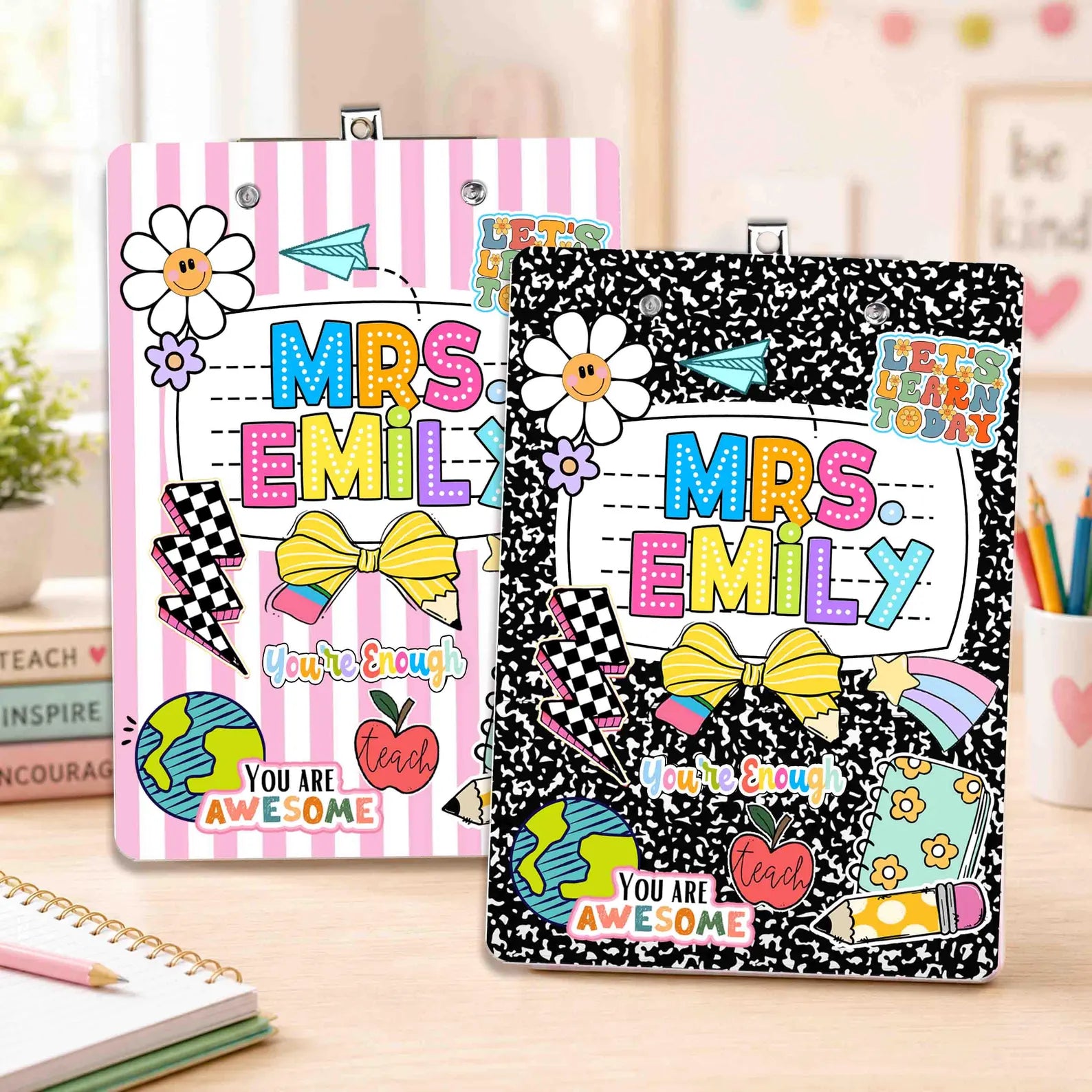 Personalized Teacher Groovy Clipboard, Teacher Appreciation Gift, Back To School Gift, New Teacher Gift, Gift For Teacher, School Supplies. BTSBILUMIE5
