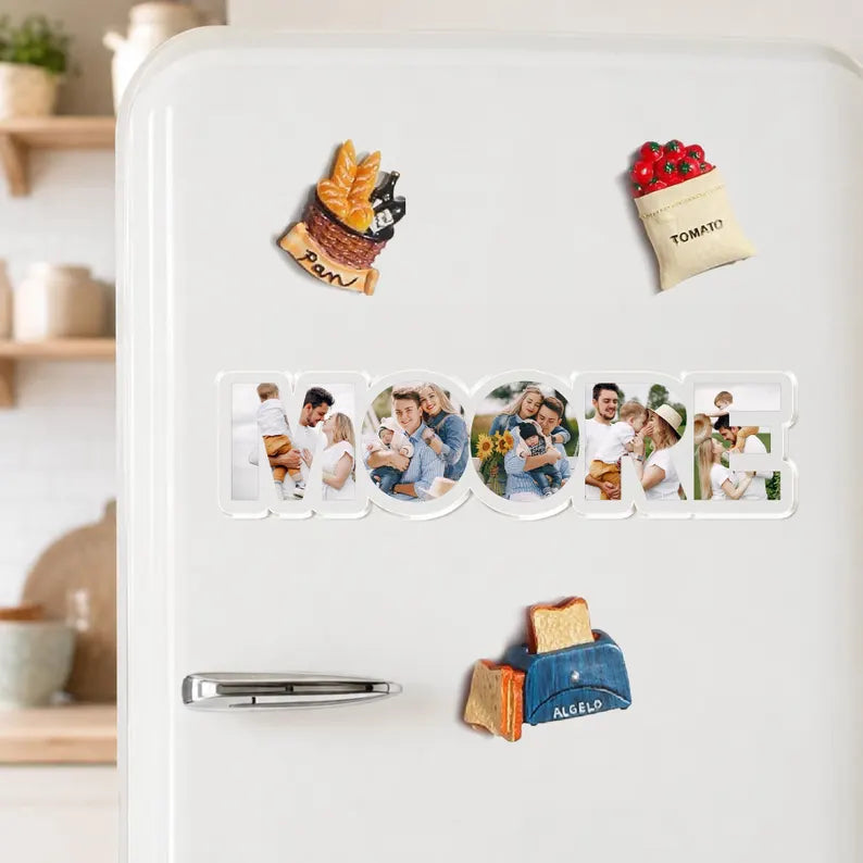 Personalized Family Photo Collage Fridge Magnet, Custom Family Name Gift, Family Picture Frame, Anniversary Gift, Housewarming Gift. PMBILUMIE4