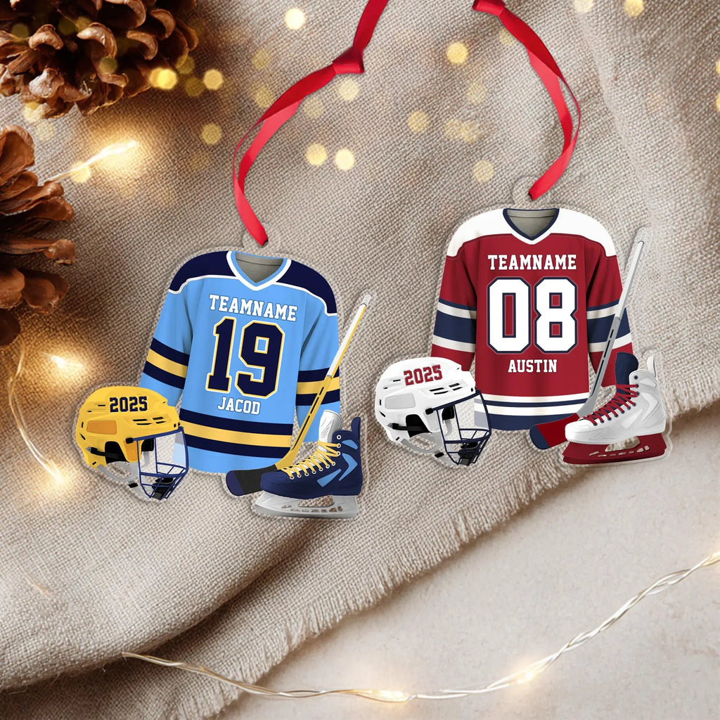 Personalized Hockey Christmas Ornament, Sport Ornament, Ice Hockey Ornament, Hockey Player Gift, Hockey Fan Gift, Team Christmas Gifts. COBILUMIE68
