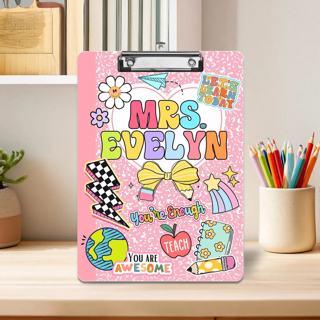Customized Teacher Groovy Clipboard, Custom Teacher Appreciation Gift, Back To School Teacher Gift, Best Teacher Gift, School Supplies. BTSBILUMIE1