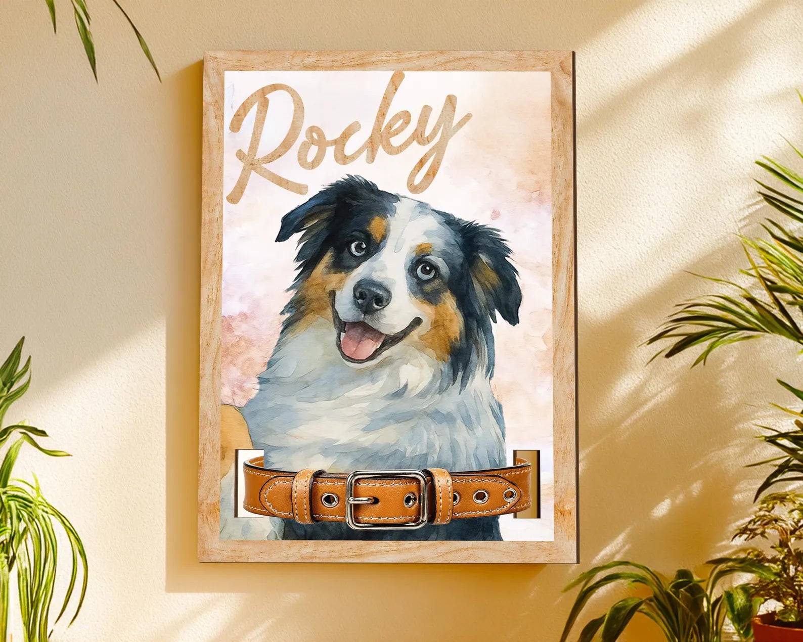 Custom Dog Memorial Frame With Collar Sign, Custom Dog Memorial Gift, Pet Memorial Collar Sign, Dog Loss Sympathy Gift, Pet Memorial Gift.  PTBILUMIE2