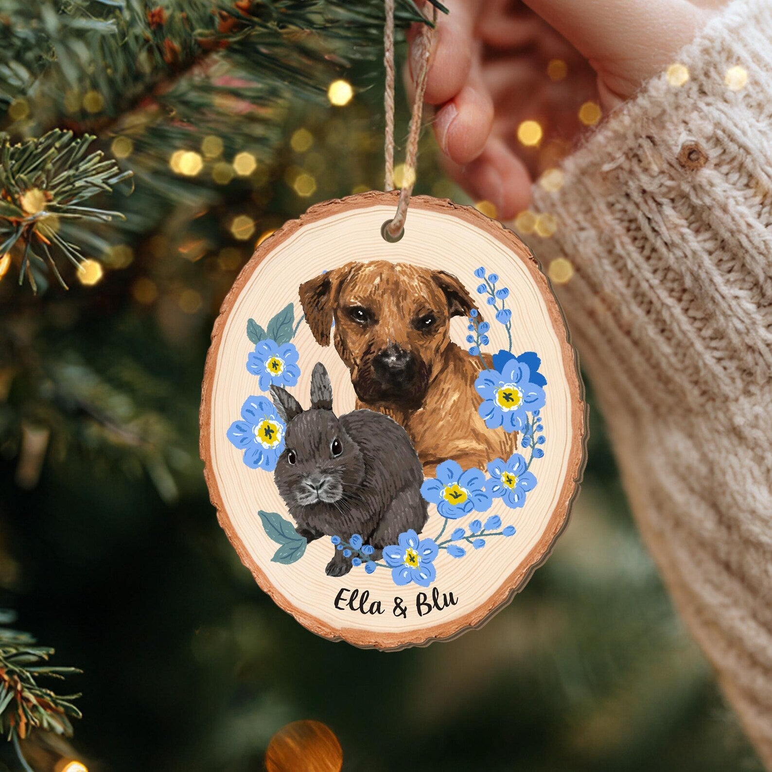 Custom Dogs Portrait Christmas Ornament, Pets Photo Ornament, Pets Memorial Keepsake, Dog Lover Gift, Pet Sympathy Gift, Christmas Decor. COBILUMIE17