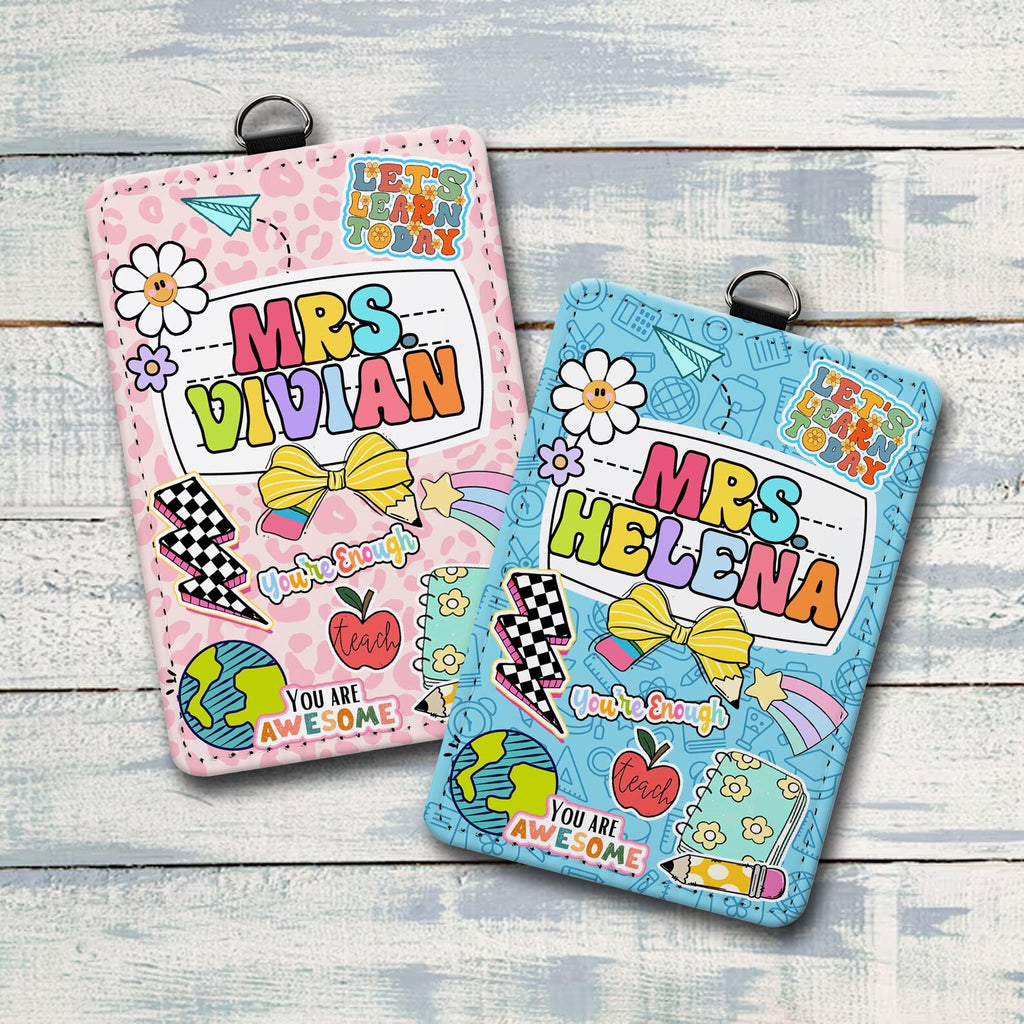 Custom Teacher Groovy Badge Holder, Personalized Teacher ID Badge Holder, Teacher Appreciation Gift, Back To School Gift, Gift For Teacher. BHBILIMIE1