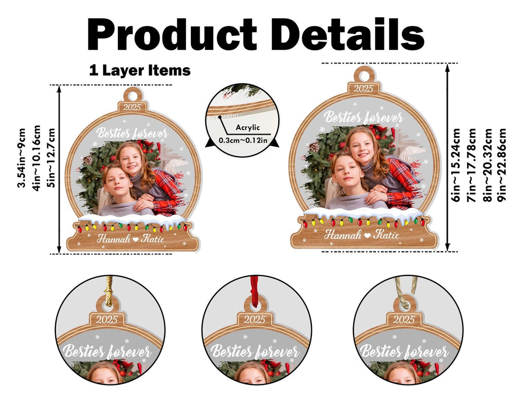 Personalized Bestie Forever Ornament, Kids Christmas Ornament, Friendship Ornament, Besties Gifts, Christmas Decor, Gift For Friends. COBILUMIE73