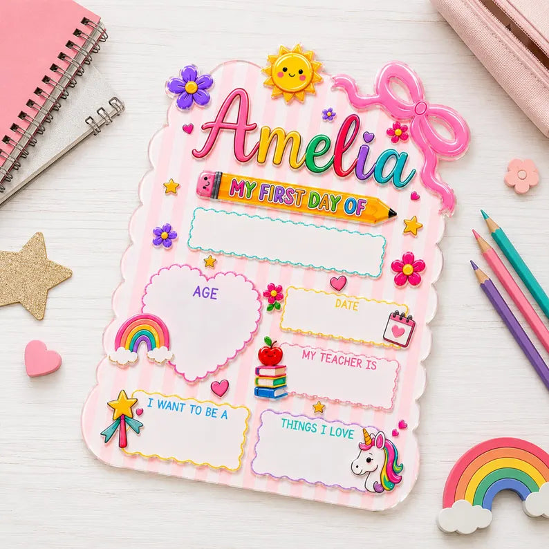 Custom First Day Of School Sign, Custom Back To School Board, Reusable School Sign, Preschool Kindergarten Sign, 1st Day of School Gift. DEBBILIMIE2