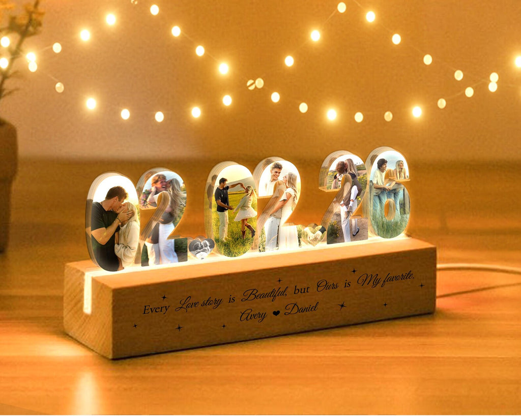Custom Couple Photo Collage Night Light, Couple Photo Lamp, Valentines Gift, Anniversary Gift, Gift for Couple, Romantic Gift, Gift for Her NLFRBILUMIE10