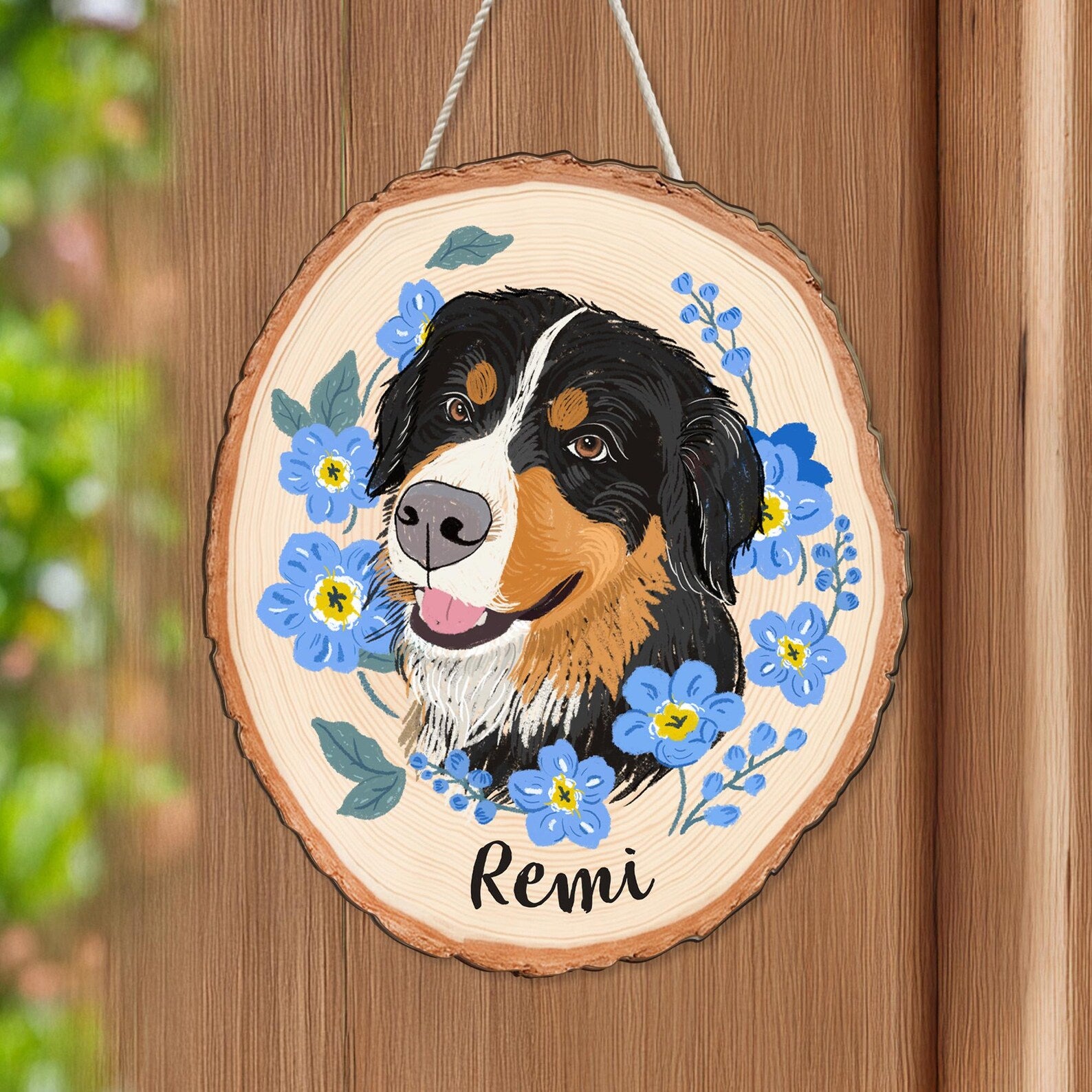 Custom Dog Portrait Wooden Hanging, Custom Pet Portrait Using Pet Photo, Dog Memorial Gift, Dog Portrait Wall Art, Pet Loss Sympathy Gift. WHBILUMMIE2
