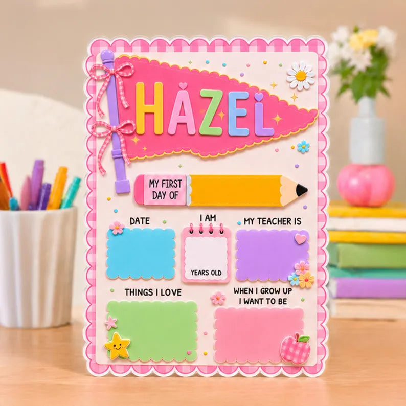 Personalized First Day Of School Sign, Reusable School Sign, Back To School Board, Preschool Kindergarten Sign, 1st Day of School Gift. DEBBILIMIE3