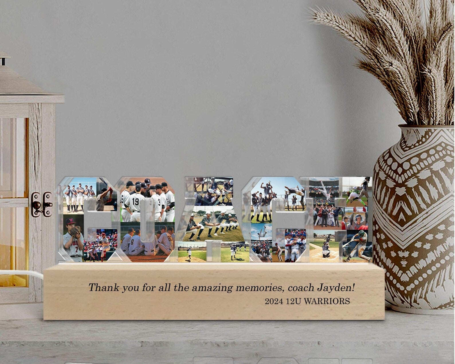 Personalized Coach Photo Collage Night Light, Custom Baseball Team Gift, Gift For Coach, Baseball Coach Gift, Football Coach Gift. NLFRBILUMIE5