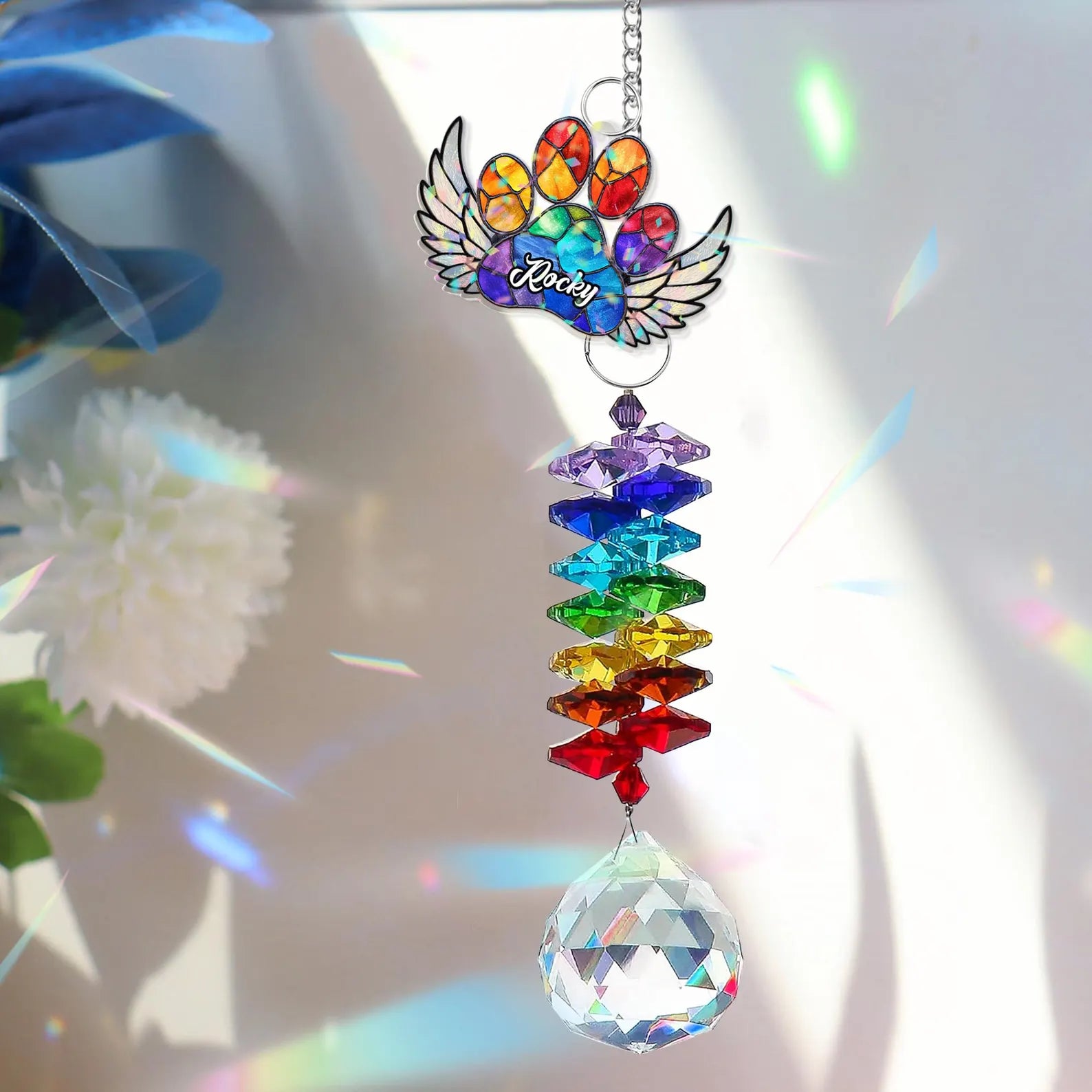 Custom Dog Memorial Crystal Suncatcher, Pet Loss Gift, Dog Memorial Gifts, Pet Sympathy Gift, Dogs Remembrance Gift, Gift For Dog Lovers. MGBILUMIE9