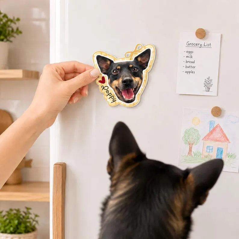 Custom Face Photo Fridge Magnet, Custom Pet Portrait Gift, Personalized Baby Face Magnet, Gift For Dad, Mom Birthday Gift, Grandma Gift. PMBILUMIE3
