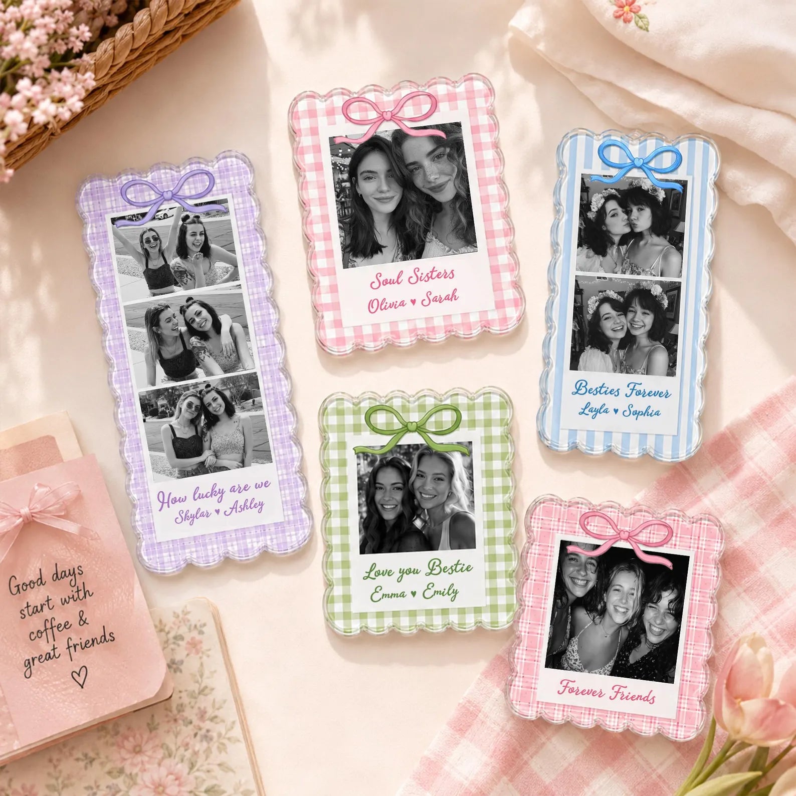 Personalized Bestie Photo Strip Fridge Magnet, Custom Picture Magnet, Friendship Gift, Bridesmaid Gift, BFF Gift, Gift For Bestie. PMBILUMIE1