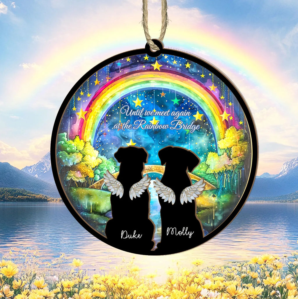 Custom Pets Memorial Suncatcher, Dog Rainbow Bridge Gift, Dog Loss Sympathy Gift, Pet Memorial Gift, Loss Of Pet Gift, Window Hangings. SCCBILUMMIE32