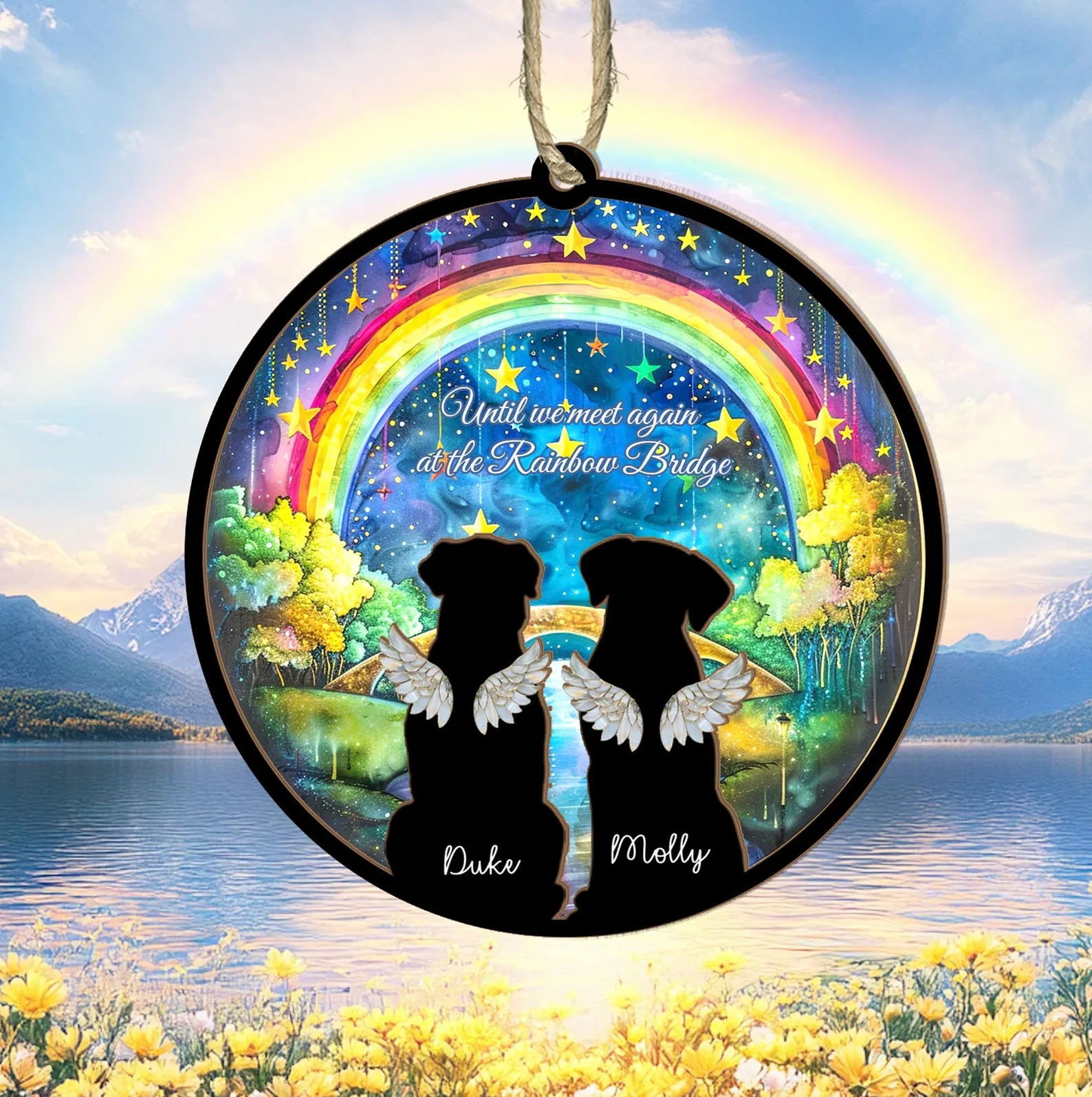 Custom Pets Memorial Suncatcher, Dog Rainbow Bridge Gift, Dog Loss Sympathy Gift, Pet Memorial Gift, Loss Of Pet Gift, Window Hangings. SCCBILUMMIE32