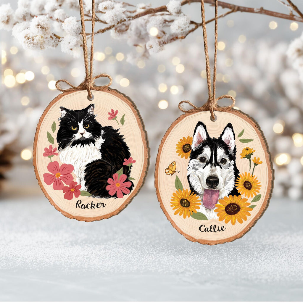 Custom Cat Portrait Christmas Ornament, Pet Portrait From Photo Ornament, Pet Memorial Gift, Dog Lover Gift, Cat Lover Gift, Christmas Decor. COBILUMIE27