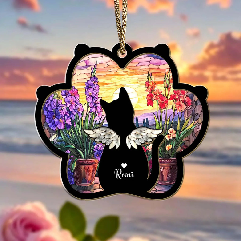 Custom Cat Memorial Suncatcher, Custom Pet Loss Sympathy Gift, Pet Memorial Gift, Loss of Cat Gift, Pet Remembrance Gift, Window Hanging. SCCBILUMMIE10