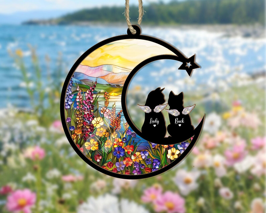 Personalized Cats Loss Suncatcher, Custom Pet Memorial Gift, Cat Memorial Suncatcher, Pet Loss Gift, Pet Sympathy Gift, Pet Remembrance Gift. SCCBILUMMIE19