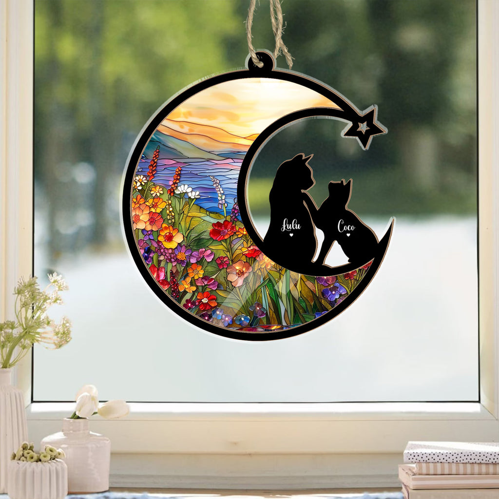 Personalized Cat Memorial Suncatcher, Cat Lover Gift, Cat Memorial Gift, Loss of Cats Gift, Cat Sympathy Gift, Pet Suncatcher. SCCBILUMMIE16