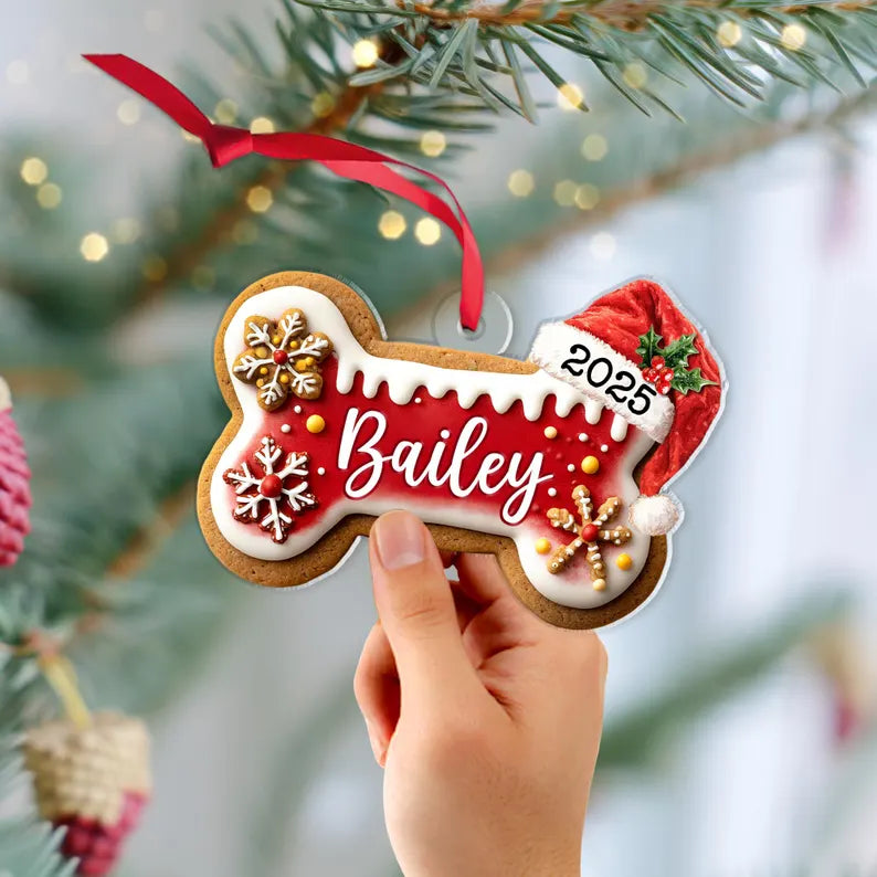 Custom Dog Bone Gingerbread Christmas Ornament, Custom Dog Ornament, Pet Ornament, Dog Lover Gift, New Dog Ornament, Christmas Decor. COBILUMIE3