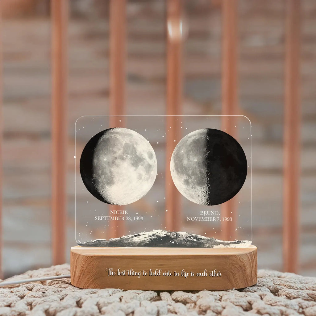 Personalized Moon Phases Couple Night Light, Custom Moon Phase, Anniversary Gift, Gift For Couple, Engagement Gifts, Married Couple Gift.NLFRBILUMIE18 NLFRBILUMIE18