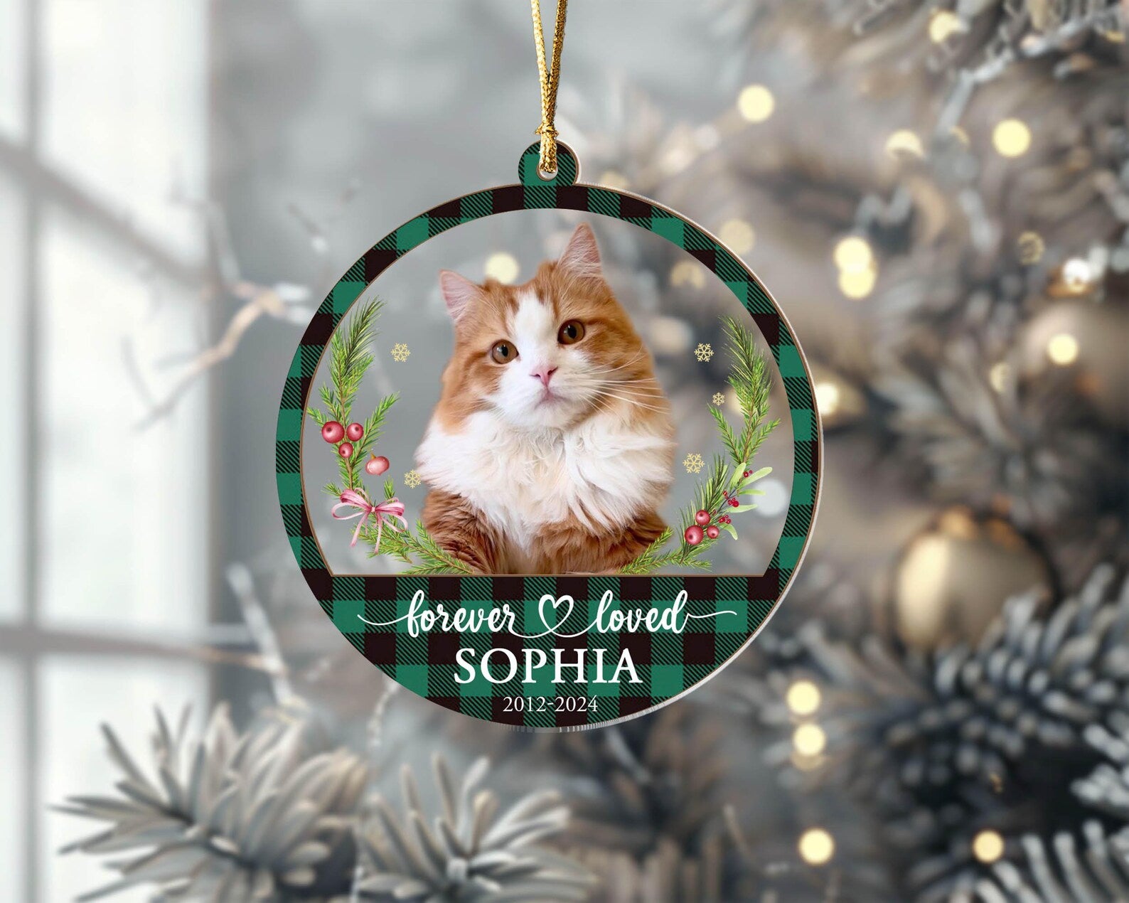 Personalized Cat Memorial Ornament, Custom Pet Christmas Ornament, Dog Christmas Ornament, Cat Christmas Ornament, Christmas Decoration.  COBILUMIE61