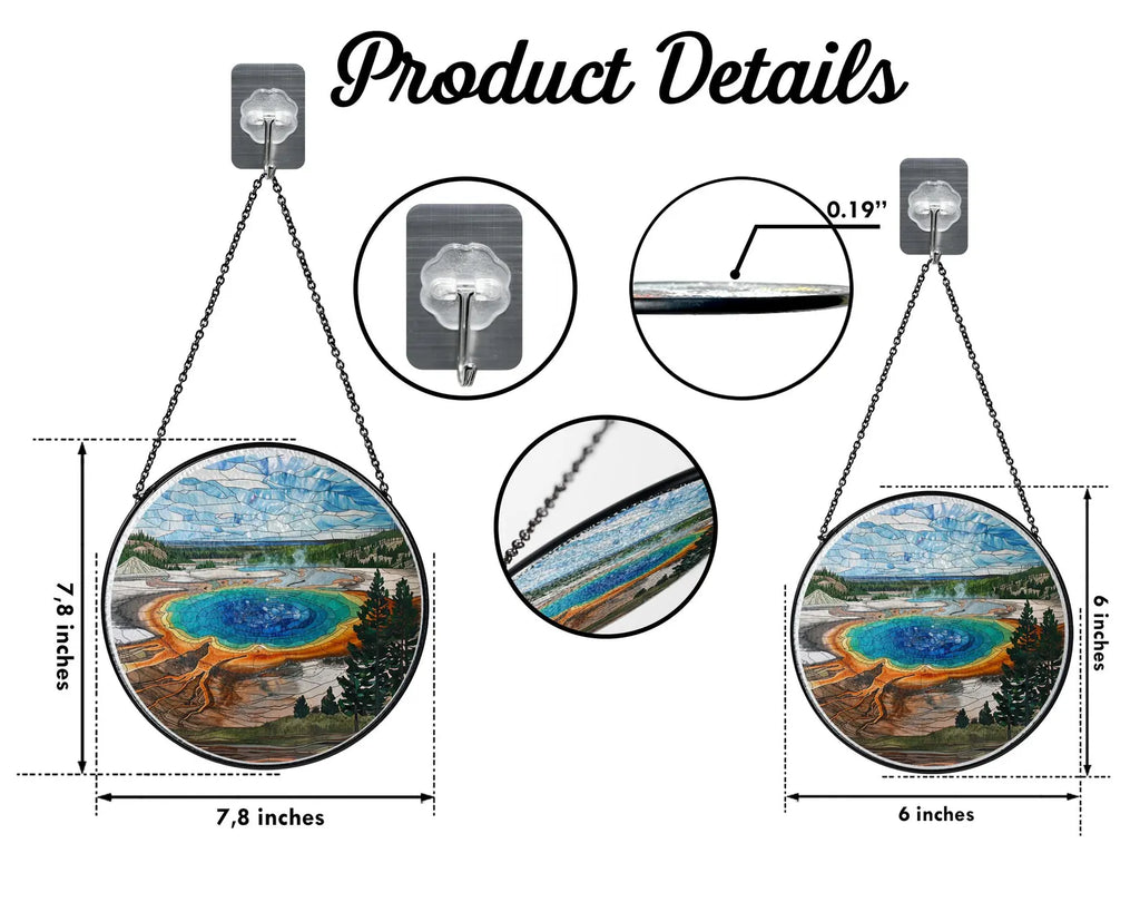 Yellowstone National Park Glass Suncatcher, US National Park Glass Art, Window Hangings, Travel Gift, National Park Gift, Nature Lover Gift. SCBILUMIE27
