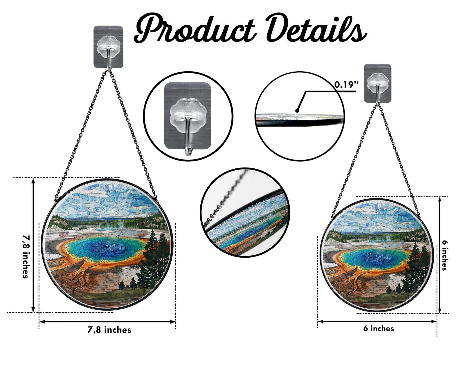 Yellowstone National Park Glass Suncatcher, US National Park Glass Art, Window Hangings, Travel Gift, National Park Gift, Nature Lover Gift. SCBILUMIE27