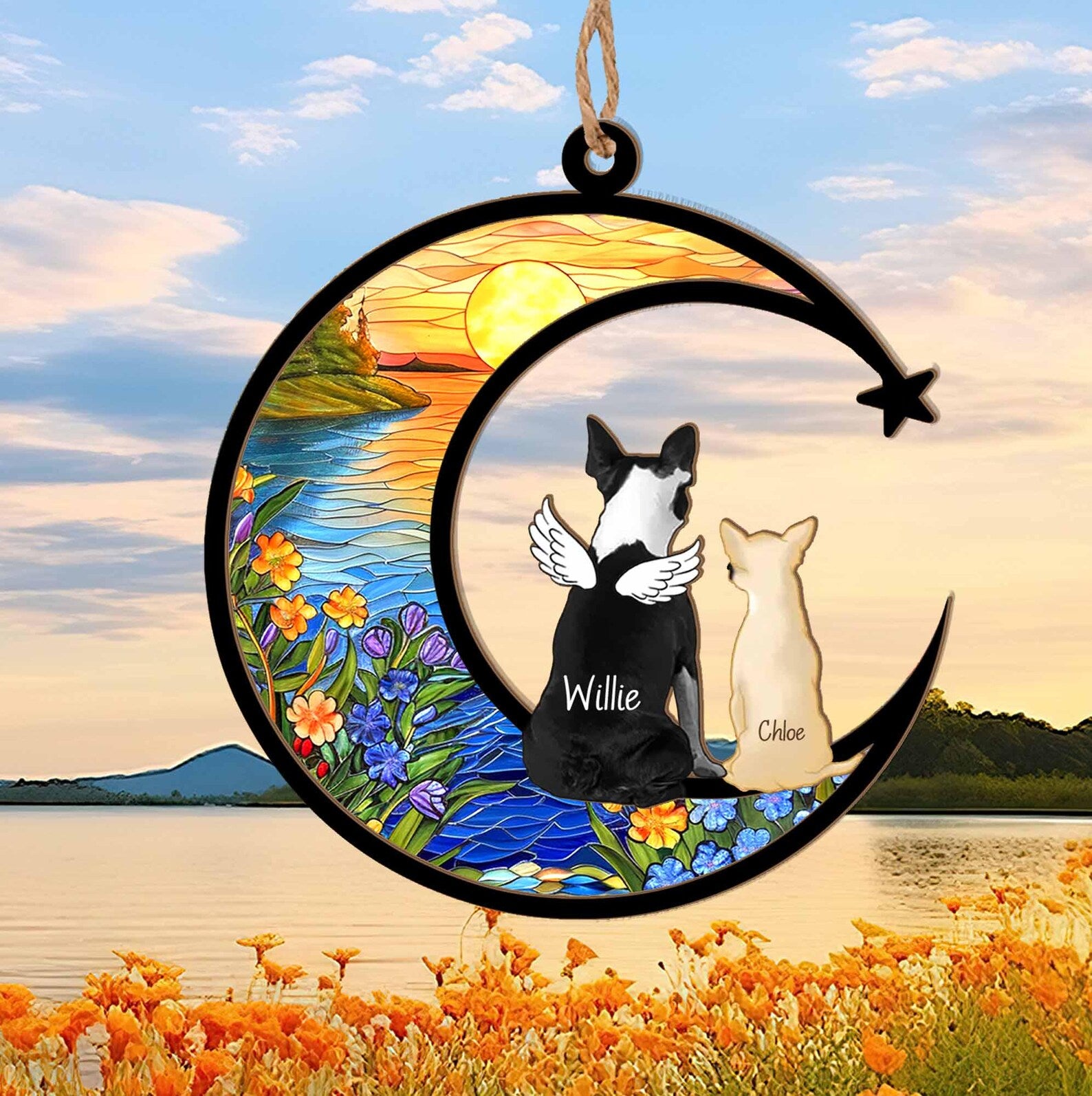 Personalized Dogs Memorial Suncatcher, Custom Pet Memorial Gift, Pet Loss Gift, Dog Loss Sympathy Gift, Dog Remembrance Gift. SCCBILUMMIE43