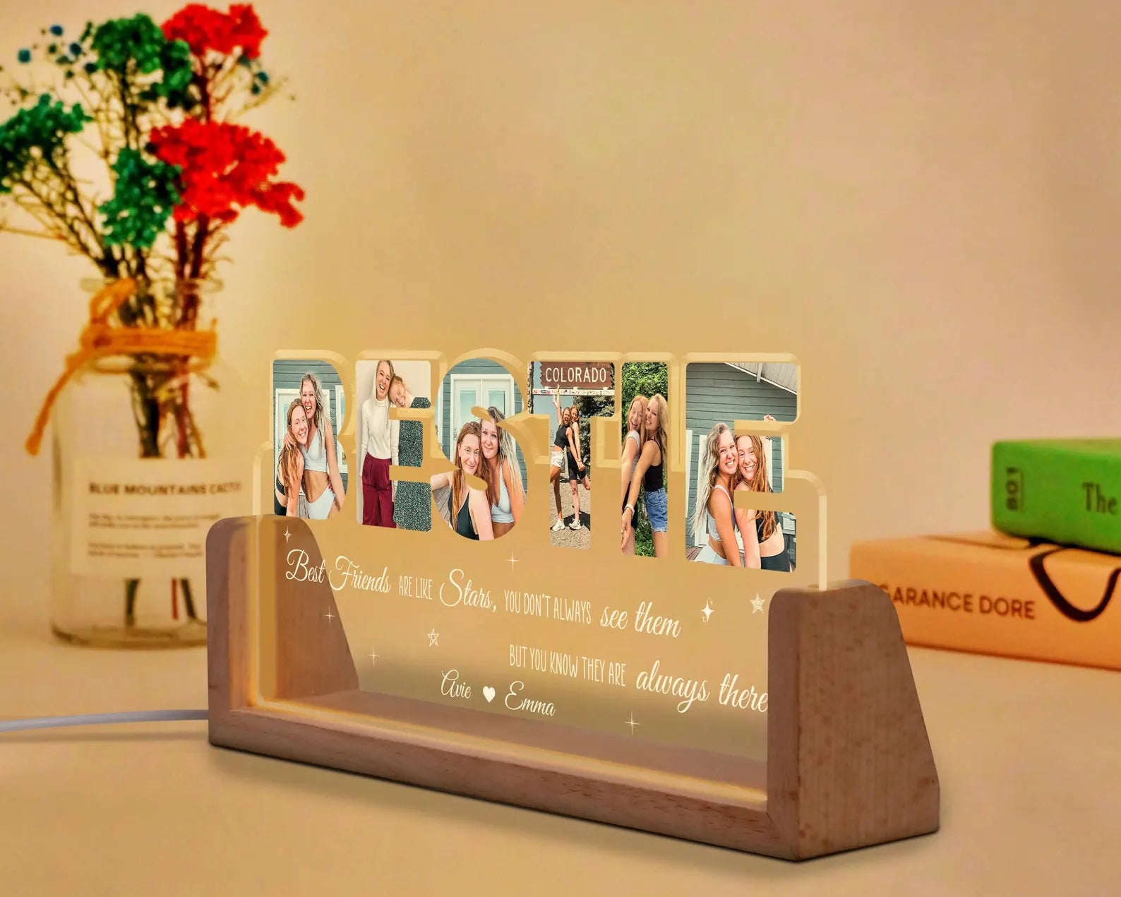 Custom Best Friend Photos Collage Night Light, Bestie Gift, Gift for Girlfriend, Friendship Gift, Best Friend Birthday Gift, Gift For Bestie. NLFRBILUMIE1