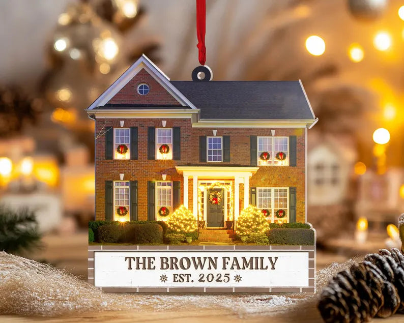 Personalized Home Photo Ornament, Custom New Home Christmas Ornament, House Ornament, Family Name Ornament, Housewarming Gift, Realtor Gift. COBILUMIE4