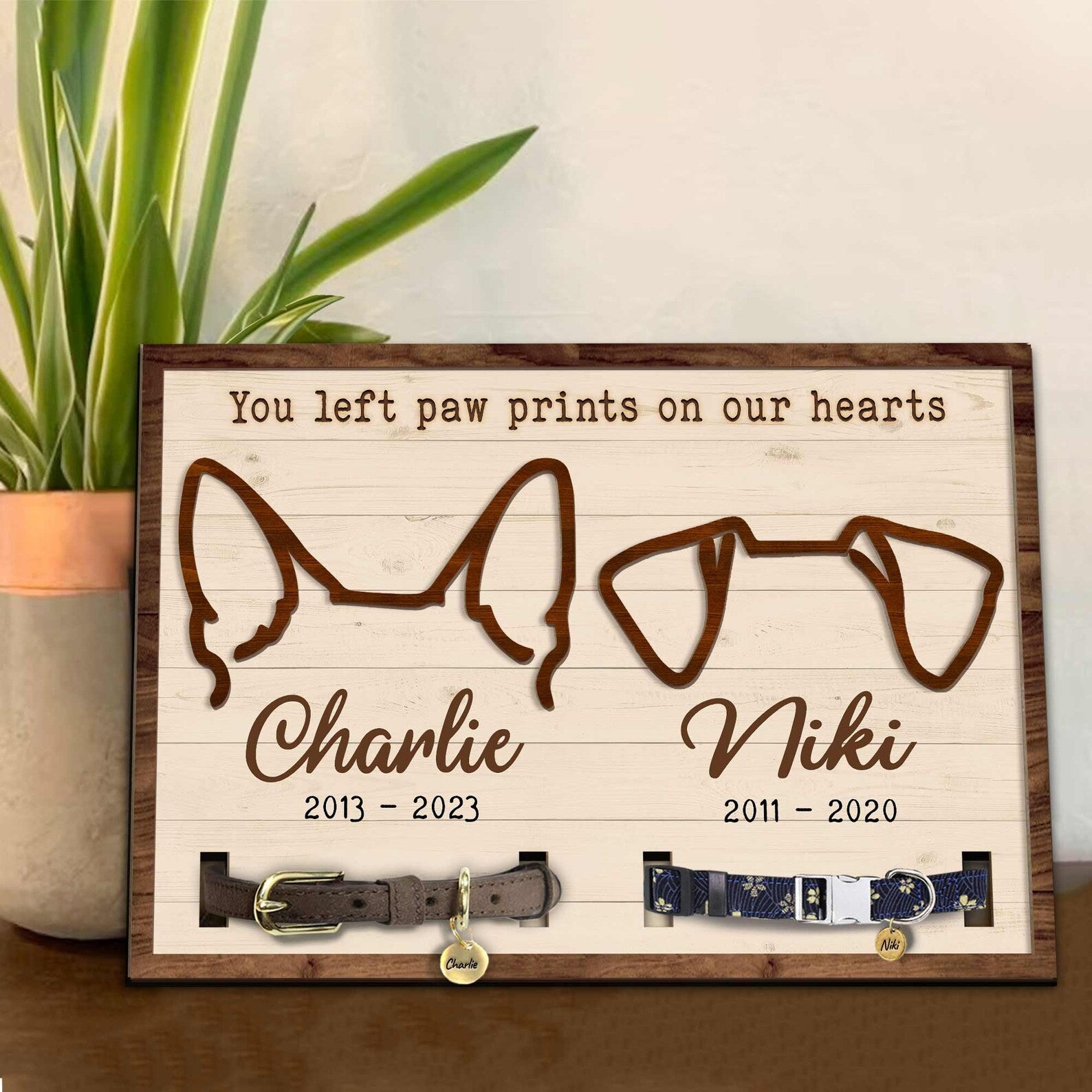 Personalized Pet Memorial Collar Frame, Custom Dog Ears Frame, Custom Dog Memorial Sign, Loss Of Dog Sympathy Gift, Pet Memorial Gift. PTBILUMIE9