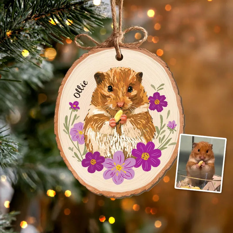 Custom Guinea Pig Portrait Ornament, Hamster Ornament, Pet Memorial Gift, Pet Lover Gift, Pet Sympathy Gift, Christmas Tree Decor. COBILUMIE2