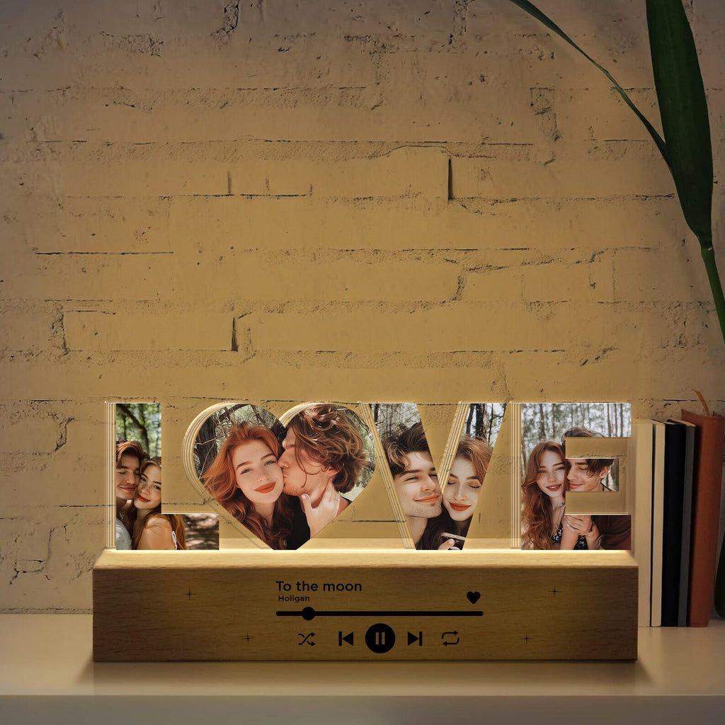 Personalized Acrylic Music Photo Night Light, Custom Couple Photo Gift, Anniversary Gift, Gift for Couple, Gift for Girlfriend, Gift For Her. NLFRBILUMIE7