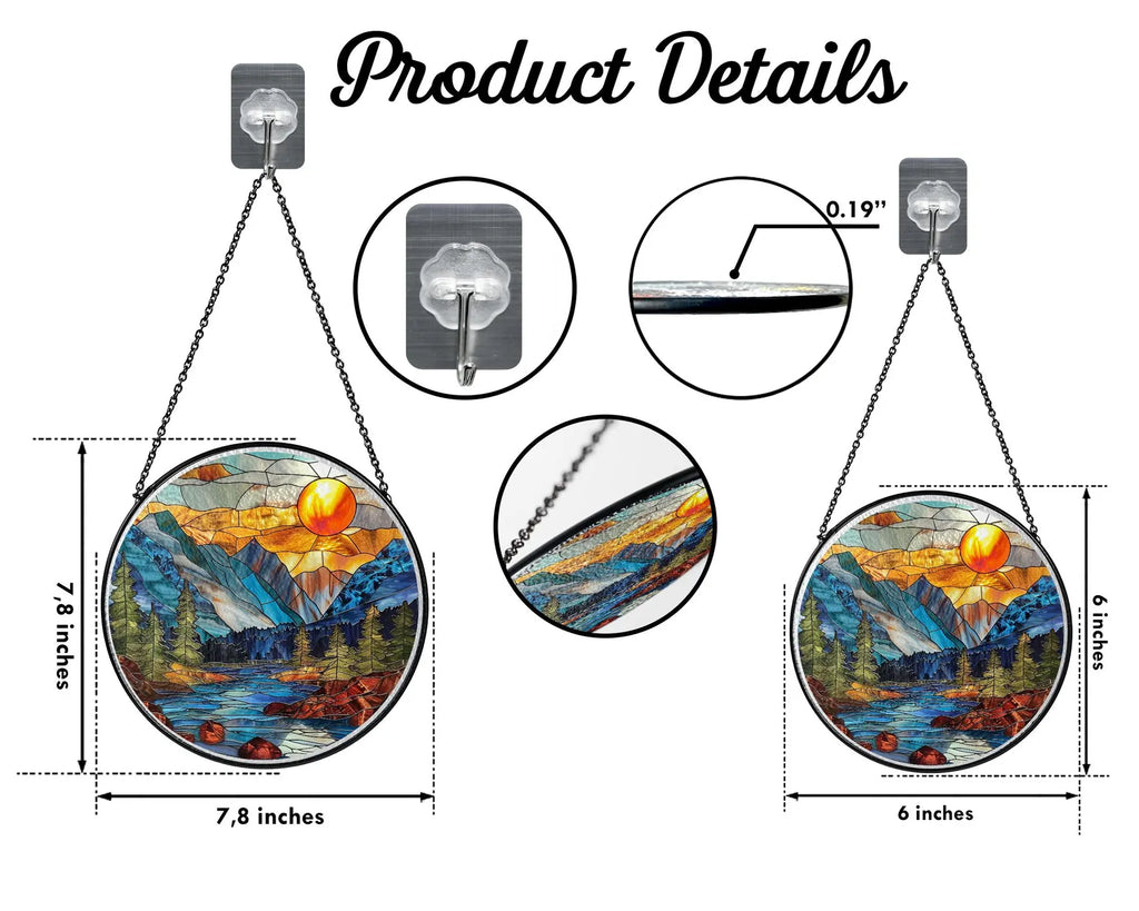 Glacier National Park Glass Suncatcher, Montana National Park Glass Art, Blue Ridge Mountains Window Hangings, Traveler Gifts. SCBILUMIE28