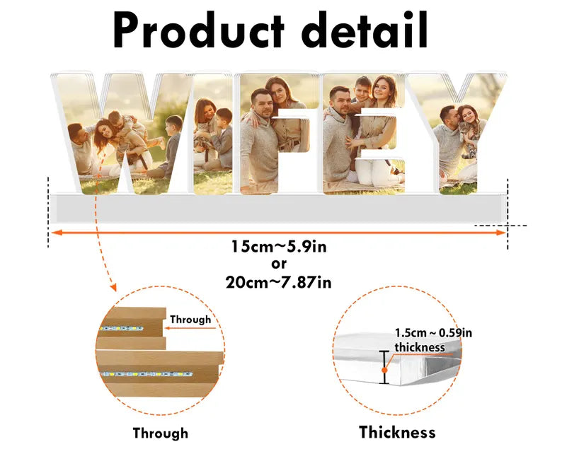 Personalized Wifey Photo Collage Light, Family Photo Gift, Anniversary Gift, Gift For Wife, Wedding Gift, Gift For Couple, Christmas Gifts NLFRBILUMIE25