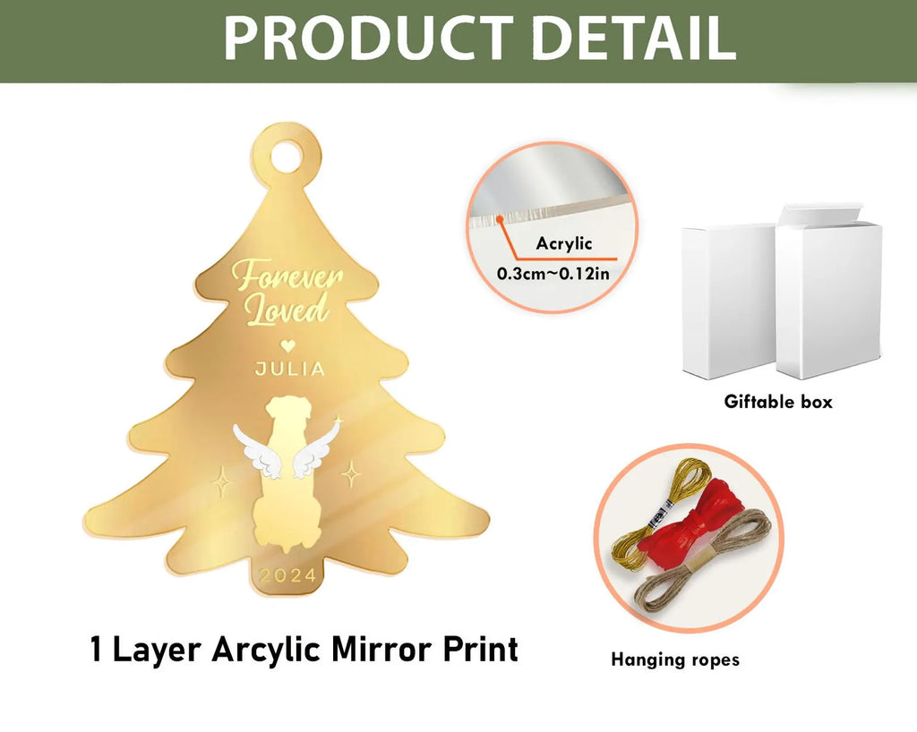 Personalized Pet Memorial Christmas Ornament, Custom Dog Memorial Ornament, Pet Loss Gift, Dog Lover Gifts, Pet Christmas Tree Decor COBILUMIE54