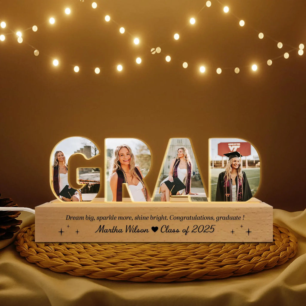 Custom Graduate Photo Collage Night Light, Custom Graduation Gift, Class of 2027 Gift, Senior Gift, High School Grad Gift, New Graduate Gift. GDFDBILUMIE1
