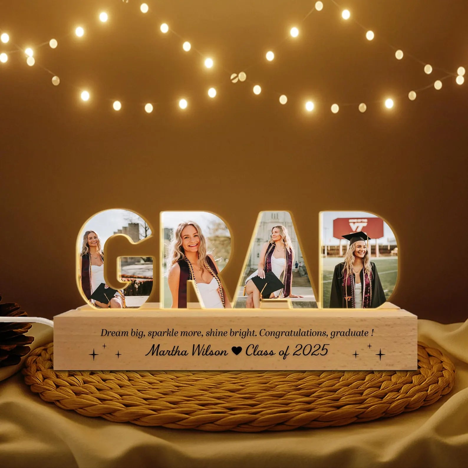 Custom Graduate Photo Collage Night Light, Custom Graduation Gift, Class of 2027 Gift, Senior Gift, High School Grad Gift, New Graduate Gift. GDFDBILUMIE1