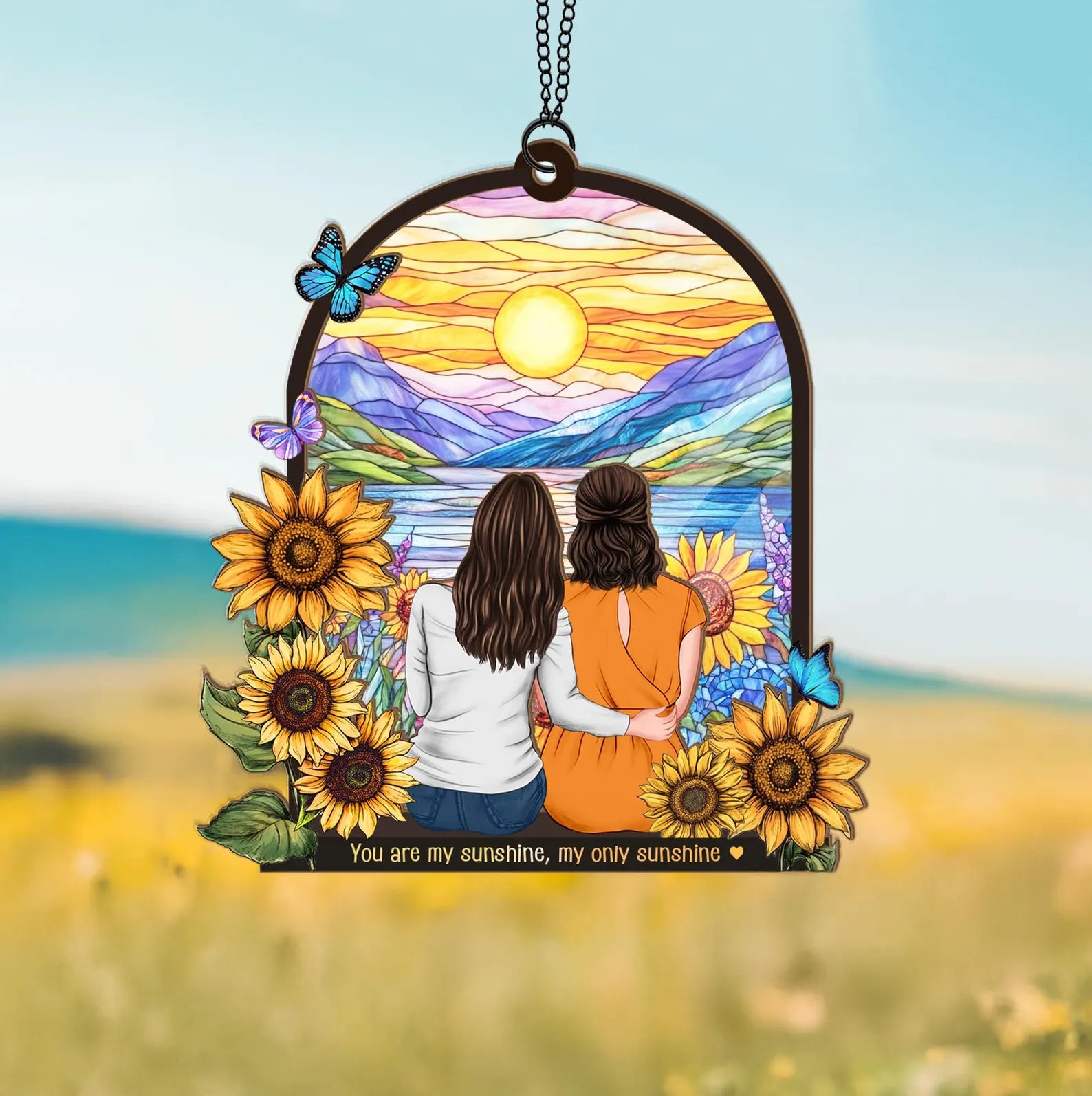 Custom Mom And Daughter Portrait Suncatcher, Mothers Day Gift, Gift For Mom, Mom Gift From Daughter, Mom Birthday Gift, Window Hanging. MDBILUMIE2