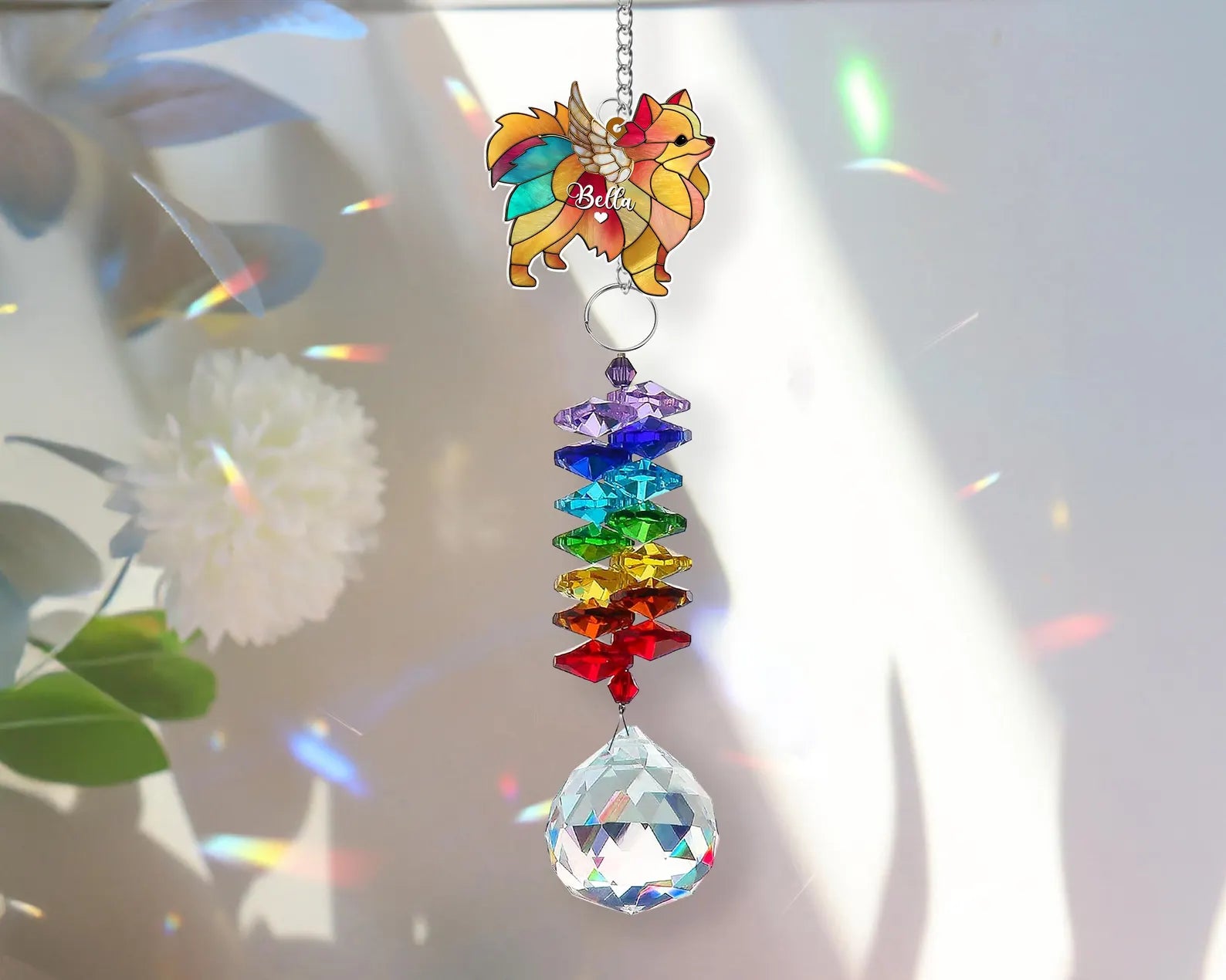 Custom Dog Crystal Rainbow Suncatcher, Dog Memorial Gift, Dog Loss Gift, Pet Loss Sympathy Gift, Dogs Remembrance Gift, Gift For Dog Mom. MGBILUMIE10