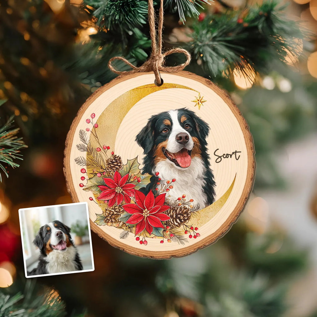 Custom Pet Portrait Wood Ornament, Pet Memorial Gift, Dog Christmas Ornament, Dog Lover Gift, Pet Lover Gift, Christmas Tree Decor. COBILUMIE20