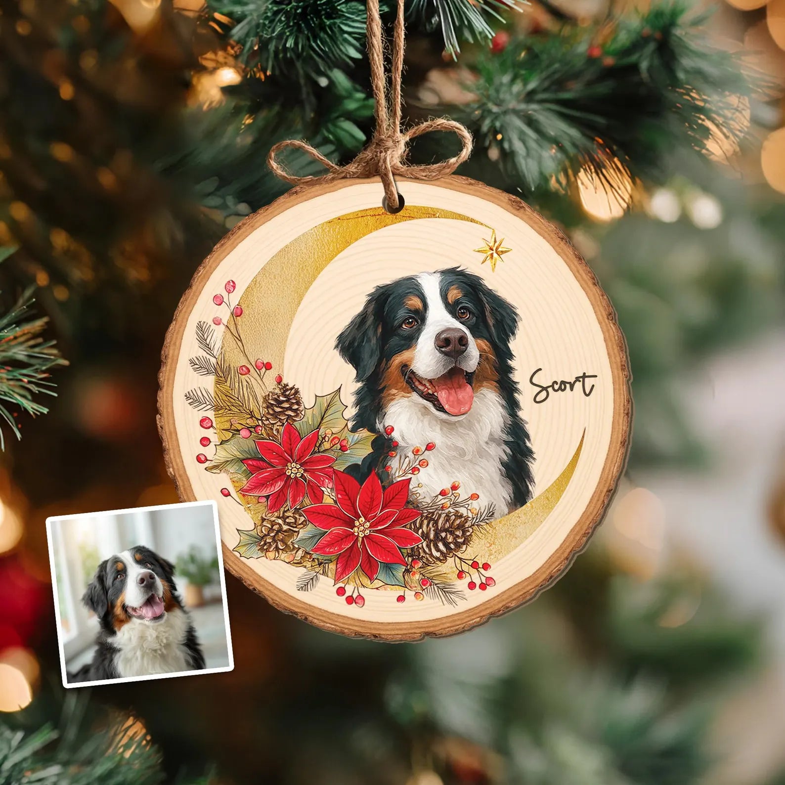 Custom Pet Portrait Wood Ornament, Pet Memorial Gift, Dog Christmas Ornament, Dog Lover Gift, Pet Lover Gift, Christmas Tree Decor. COBILUMIE20