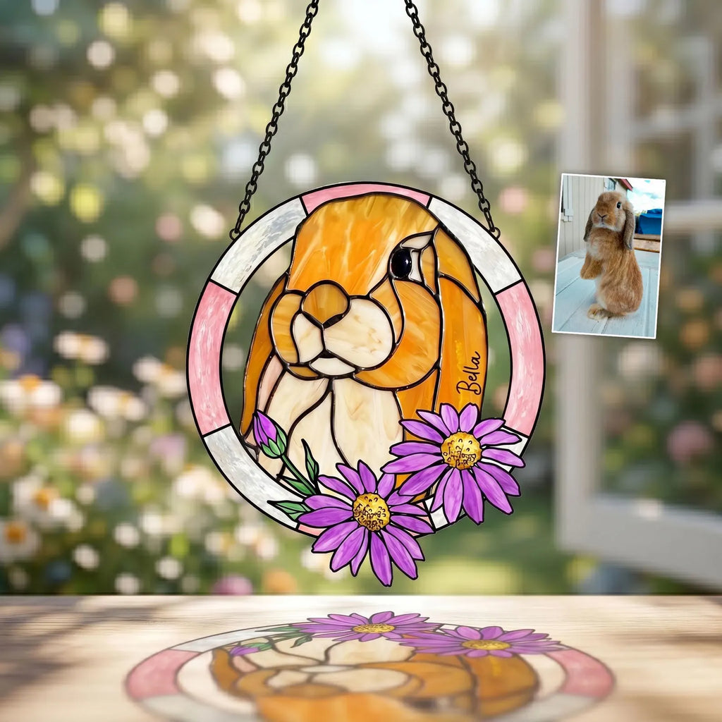 Personalized Cat Memorial Glass Suncatcher, Custom Pet Portrait From Photo Gift, Dog Lover Gift, Loss Of Pet Gift, Pet Rememberance Gift. SCCBILUMMIE45