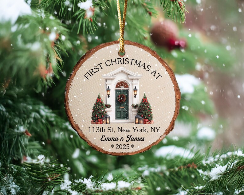 Custom New Home Ornament, Custom First Christmas in Our New Home Keepsake, First Home Ornament, Address Ornament, Christmas Decoration. COBILUMIE5
