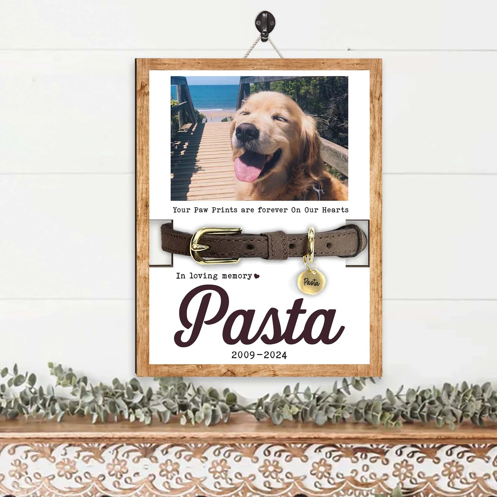 Personalized Memorial Pet Collar Sign, Custom Dog Memorial Frame, Pet Memorial Gift, Dog Loss Gift, Pet Loss Sympathy Gift, Pet Gifts. PTBILUMIE8