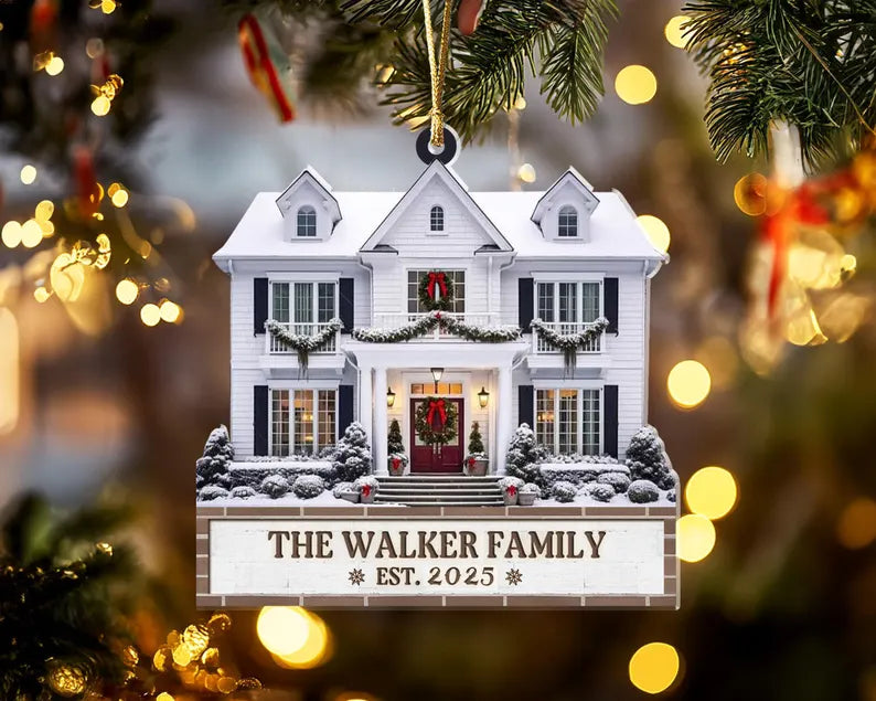 Personalized Home Photo Ornament, Custom New Home Christmas Ornament, House Ornament, Family Name Ornament, Housewarming Gift, Realtor Gift. COBILUMIE4